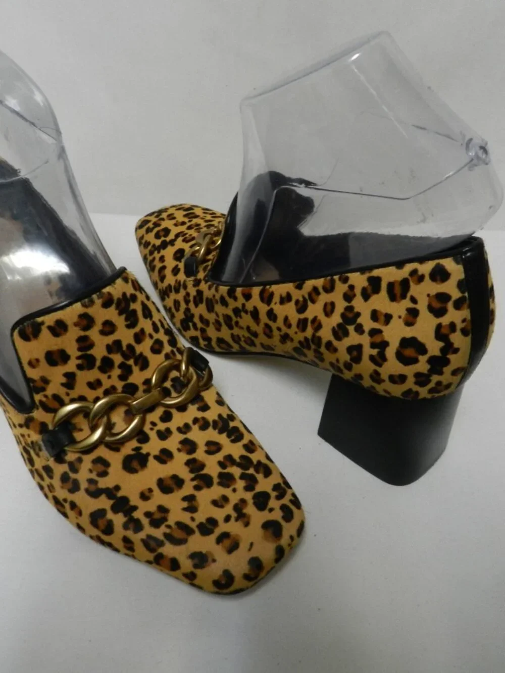Via Spiga pony hair fur leather animal leopard block heels pumps NEW Size Sz 8